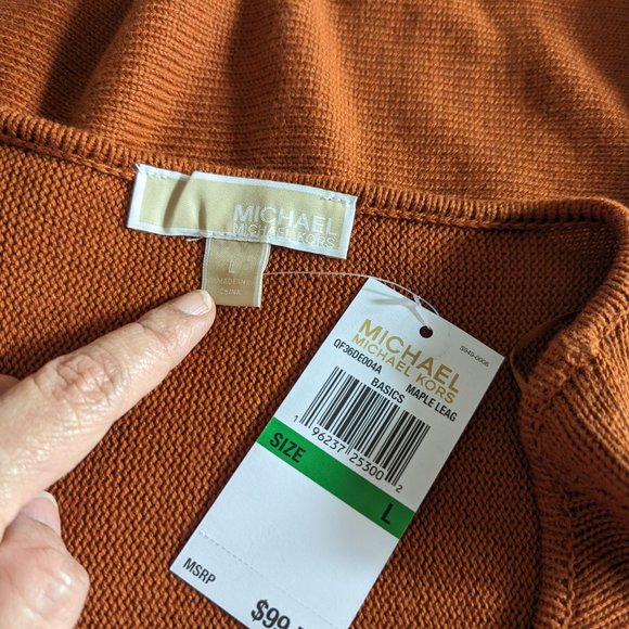Michael Kors Tunic Brown Sweater with Zip Details Size L Cotton Blend NWT! - Picture 10 of 11